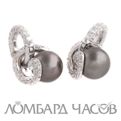 Ювелирное изделие Mikimoto  
серьги с черным жемчугом