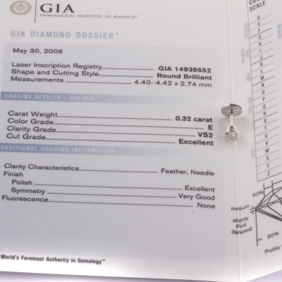 Ювелирное изделие No name Пусеты с бриллиантами по 0.32 ct GIA