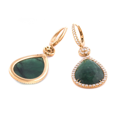 Ювелирное изделие Junder & Co  серьги 
с изумрудами 8.50 ct. и бриллиантами