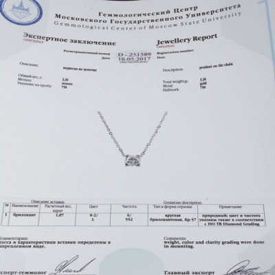 Ювелирное изделие No name Подвеска в стиле CARTIER с бриллиантом 1,07 карат