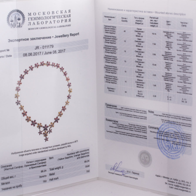 Ювелирное изделие David Yurman David Yarman колье с цветными сапфирами 47.0 ct. и бриллиантами 2.26 ct.