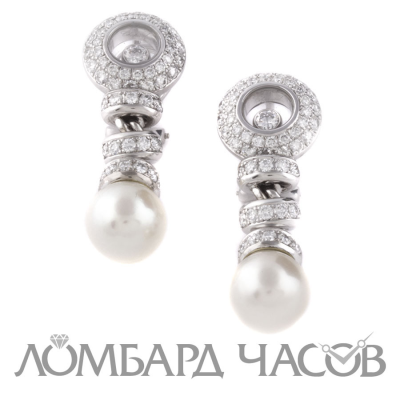 Ювелирное изделие Chopard  серьги с бриллиантами
 и жемчугом