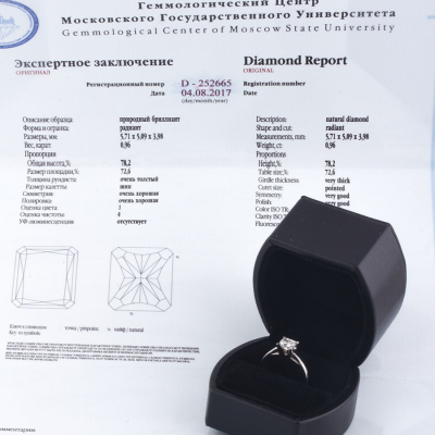 Ювелирное изделие No name Кольцо с бриллиантом 0,96 ct