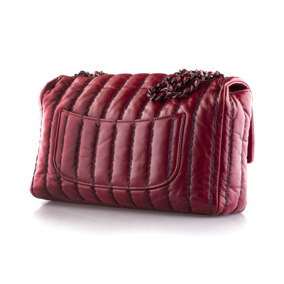 Аксессуар Chanel  Burgundy Quilted & Striped Lambskin Leather  Shoulder Bag