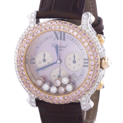 Швейцарские часы Chopard  Happy Sport Chronograph Pink  Diamonds