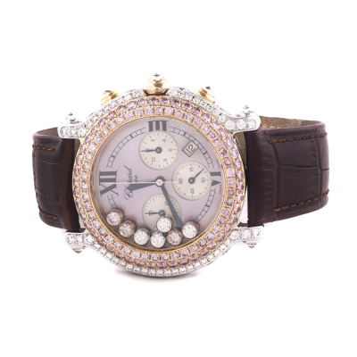 Швейцарские часы Chopard  Happy Sport Chronograph Pink  Diamonds
