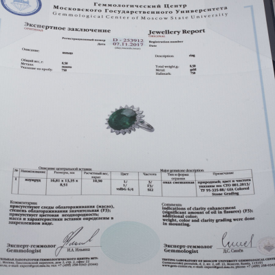 Ювелирное изделие No name Кольцо с изумрудом 10.90 ct