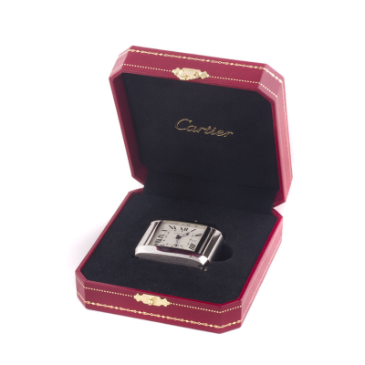 Швейцарские часы Cartier  Stainless Steel Dual-time Alarm Desk Clock