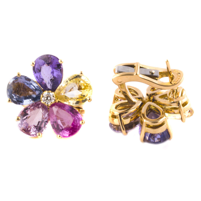 Ювелирное изделие Bvlgari  Flower Multicolor Sapphire Earring Maxi