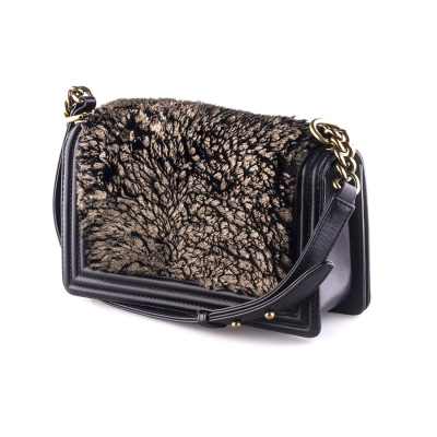 Аксессуар Chanel  Boy Classic Flap Medium With Rabbit Fur Shoulder Bag
