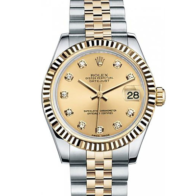 Швейцарские часы Rolex  DateJust Steel-Gold Diamond Dial 36mm
