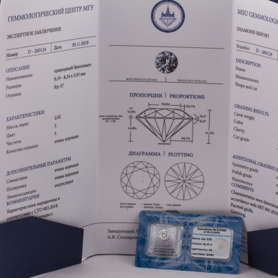 Кольцо No name Бриллиант 2.02ct G/VS1 МГУ