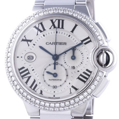 Швейцарские часы Cartier Ballon Bleu Chronograph White Gold 47 mm