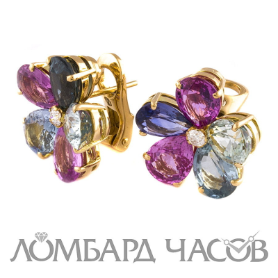 Серьги Bvlgari Flower MAXI Multicolor Sapphire Earring