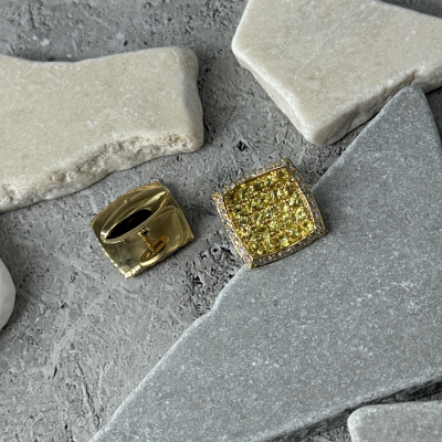 Запонки No name  Yellow Gold & Diamonds & Yellow Topaz