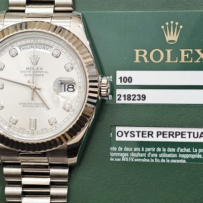 Швейцарские часы Rolex DAY-DATE II 41MM WHITE GOLD