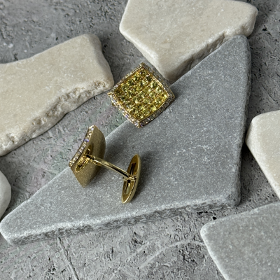 Запонки No name  Yellow Gold & Diamonds & Yellow Topaz