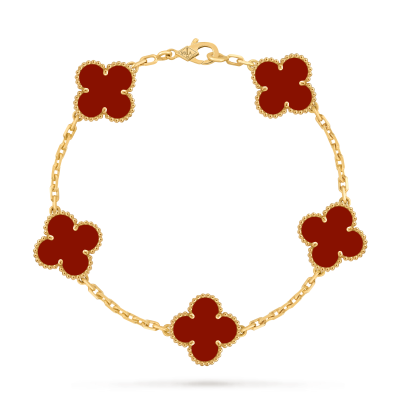 Браслет Van Cleef & Arpels  5 Motif Vintage Alhambra Carnelian Bracelet