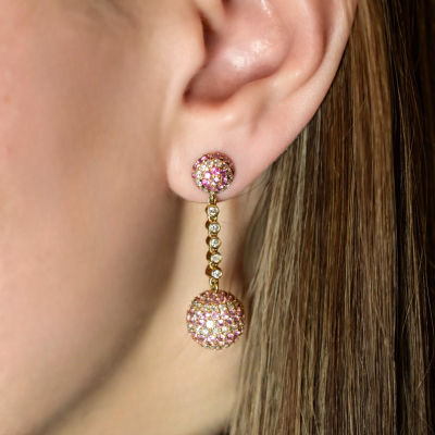 Серьги Stefan Hafner  с бриллиантами и розовыми сапфирами