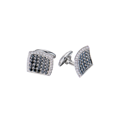 Запонки No name  White Gold & Diamonds & Black Diamonds