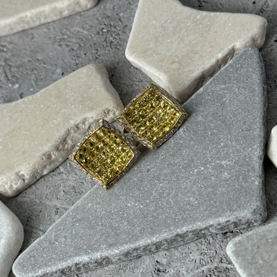 Запонки No name  Yellow Gold & Diamonds & Yellow Topaz